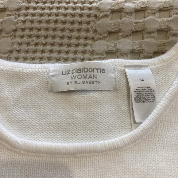 Liz Claiborne Sleeveless Sweater Knit Cotton Vest Floral Flower Design Womens 3x - Picture 6 of 9